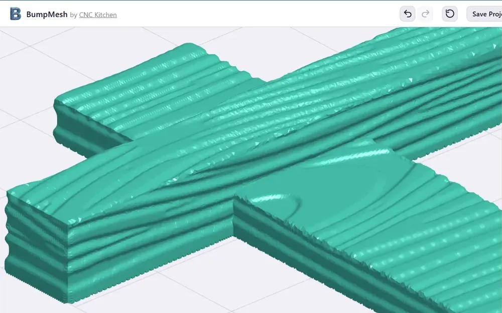 A wood grain texture applied to a 3D model in the BumpMesh editor