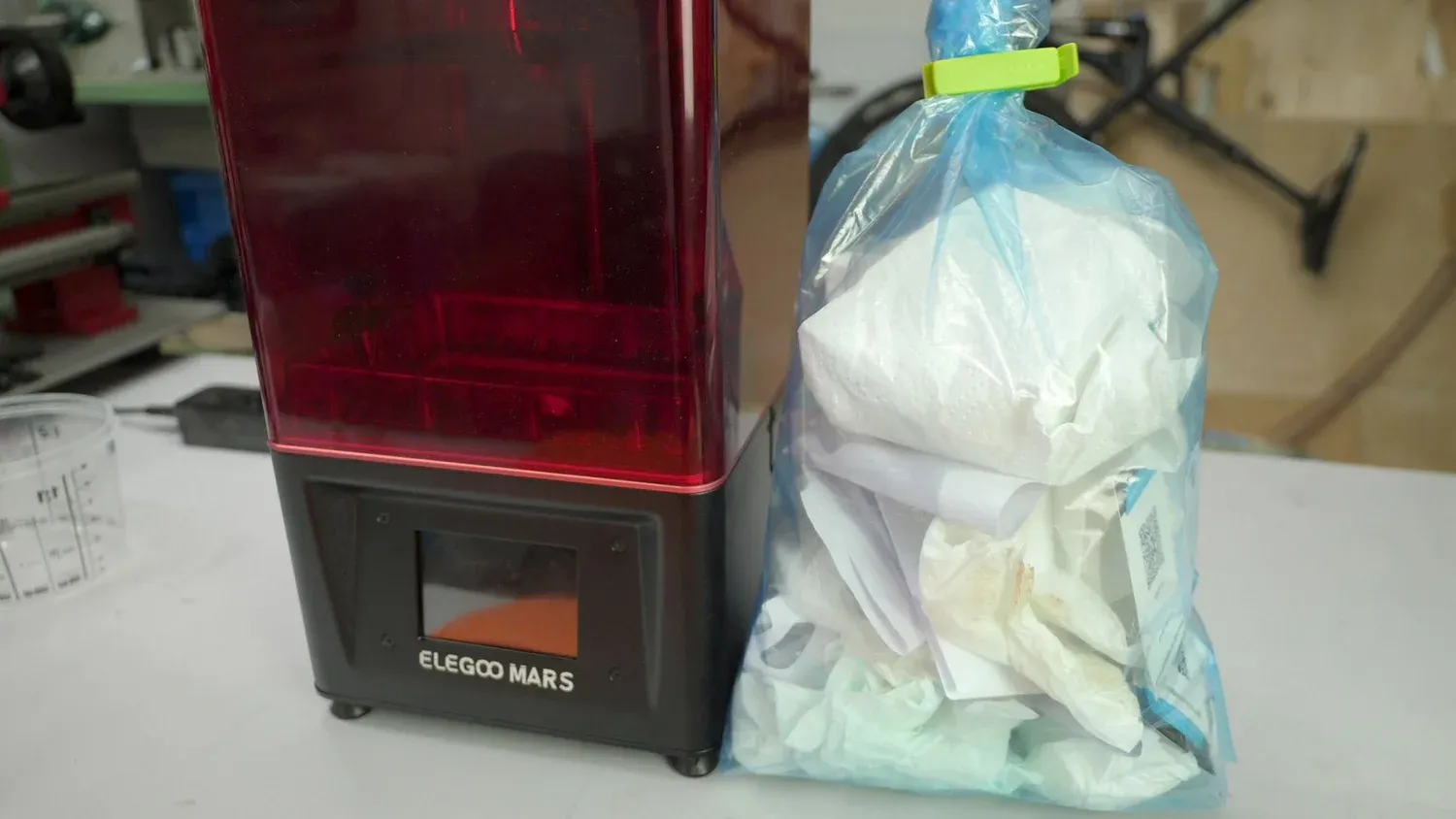 Waste from resin printing