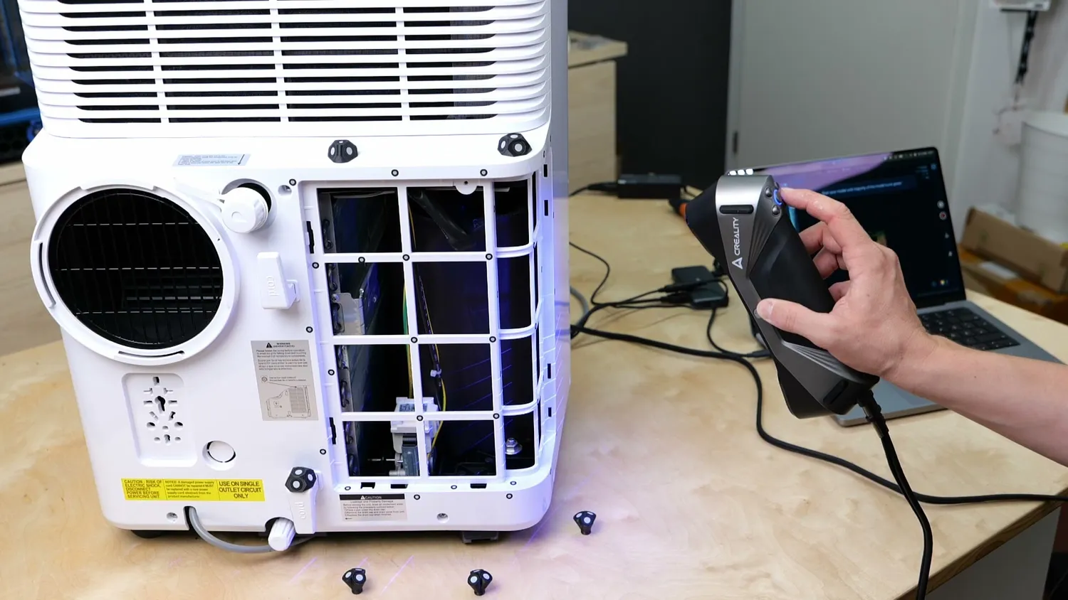 CR-Scan Raptor scanning the back of a portable air conditioner