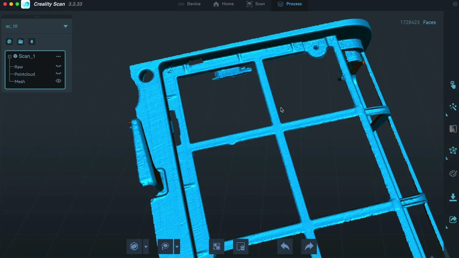 Creality Scan showing the meshed back panel of the air conditioner