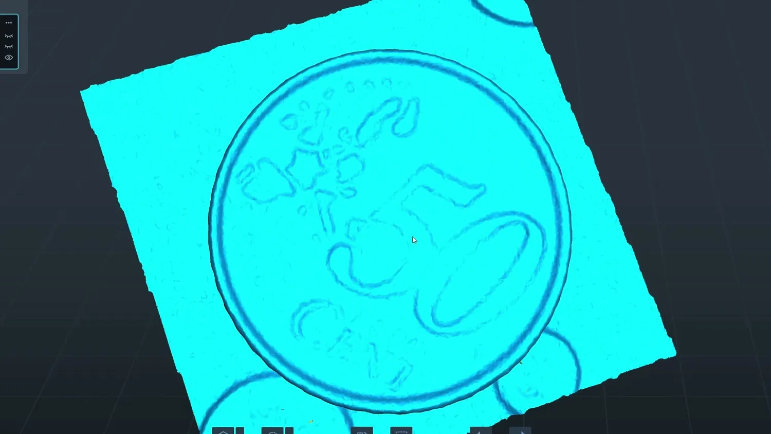 3D scan of a 50 cent Euro coin captured at 0.02 mm resolution