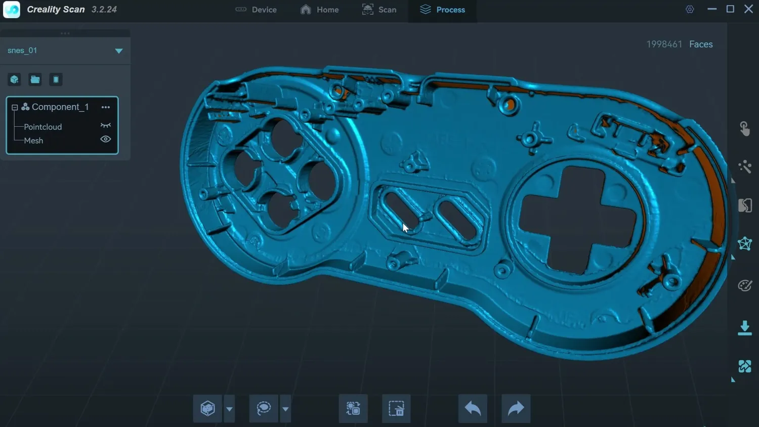 3D scan of a SNES Classic Mini controller in Creality Scan