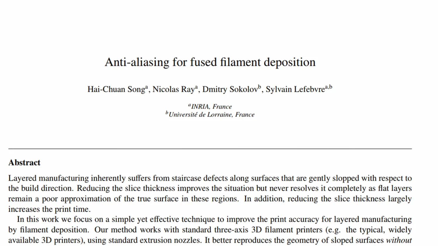 Title page of the 2017 paper Anti-aliasing for fused filament deposition
