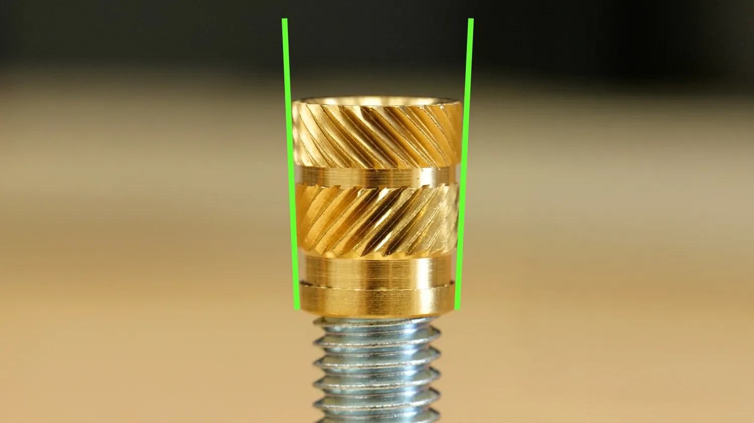 The knurled section of a heat-set insert is slightly tapered