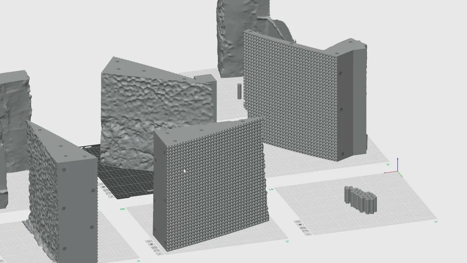 The ramp model cut into pieces and textured in the slicer