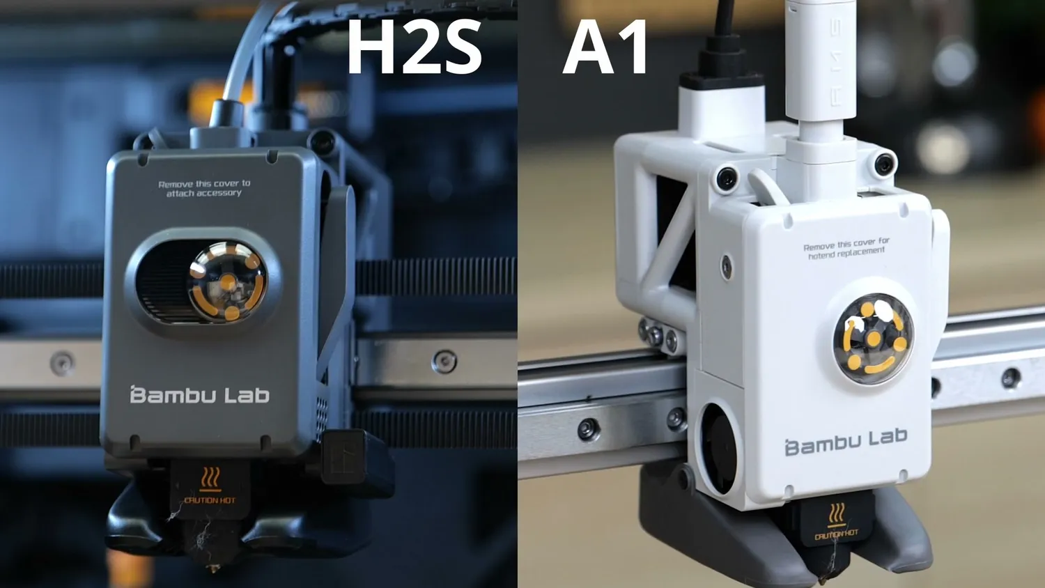 The H2S toolhead next to the A1 toolhead