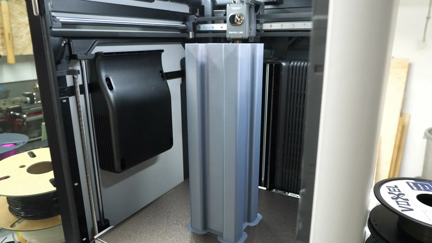 A tall grey tower printing over the full height of the H2S