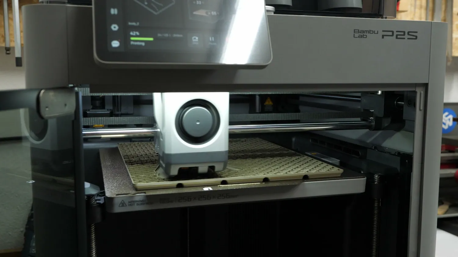 The P2S printing a large flat part that covers almost the entire build plate