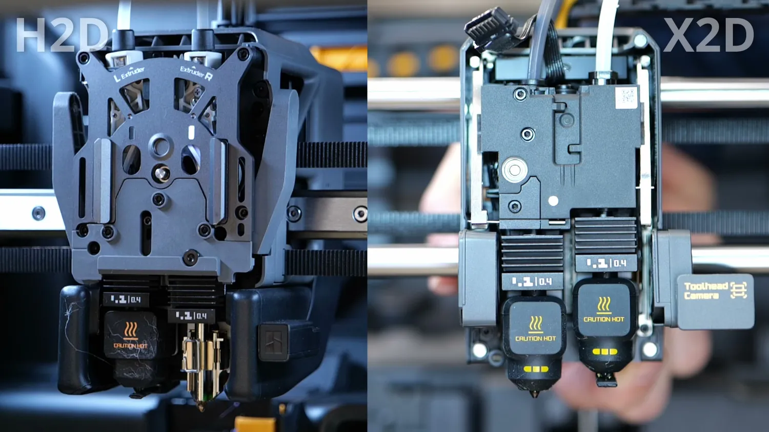 The H2D and X2D toolheads side by side
