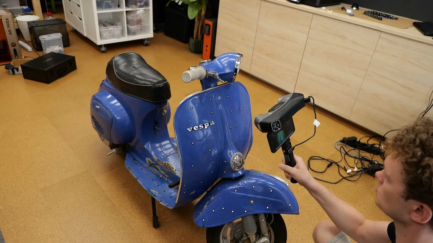 Scanning the front of a Vespa scooter