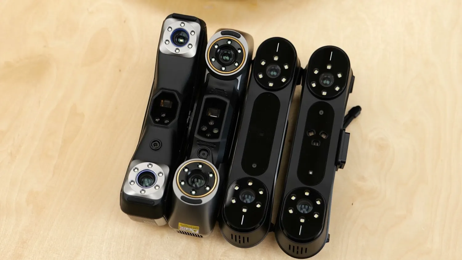 The optics of four laser scanners side by side
