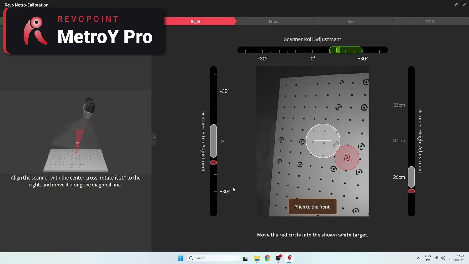 Revopoint's calibration screen