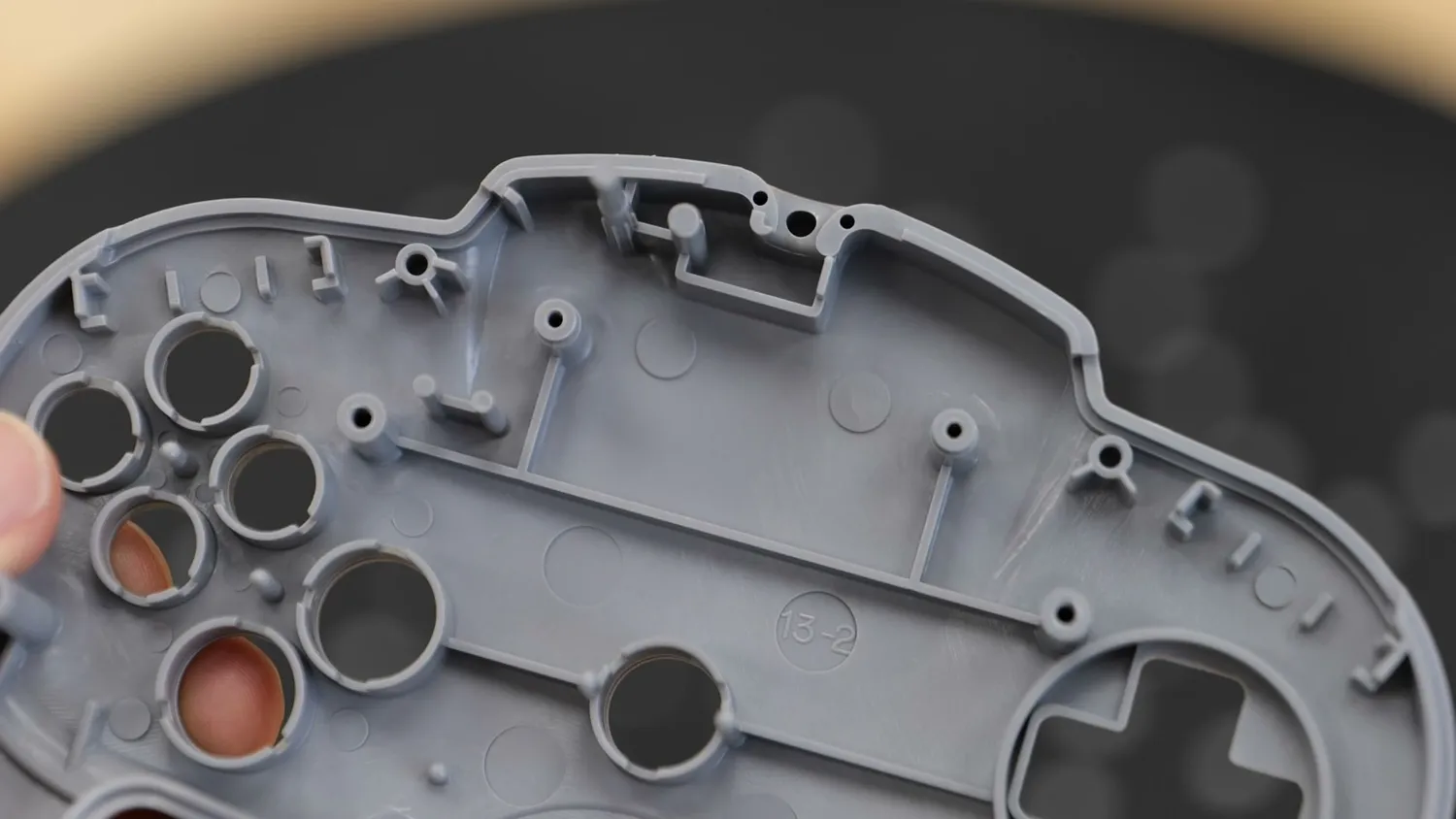 The inside of the injection-molded shell with deep pockets