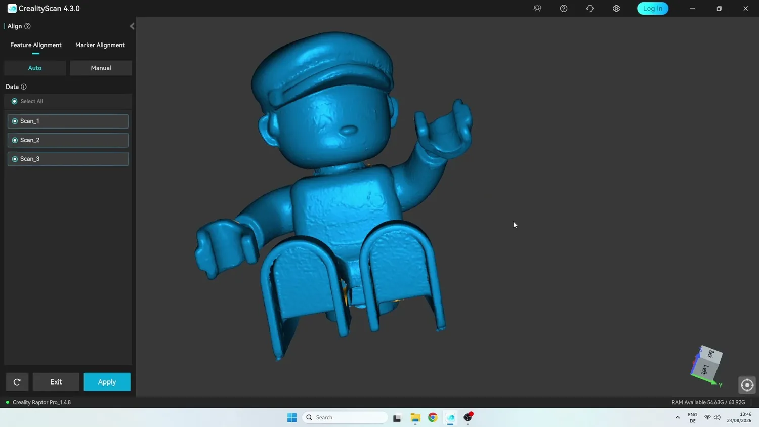 The merged scan of a small figure
