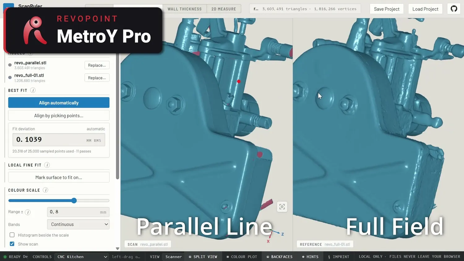 The full-field carburetor scan with large flagged areas
