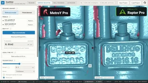 The stamped carburetor text compared between both scanners