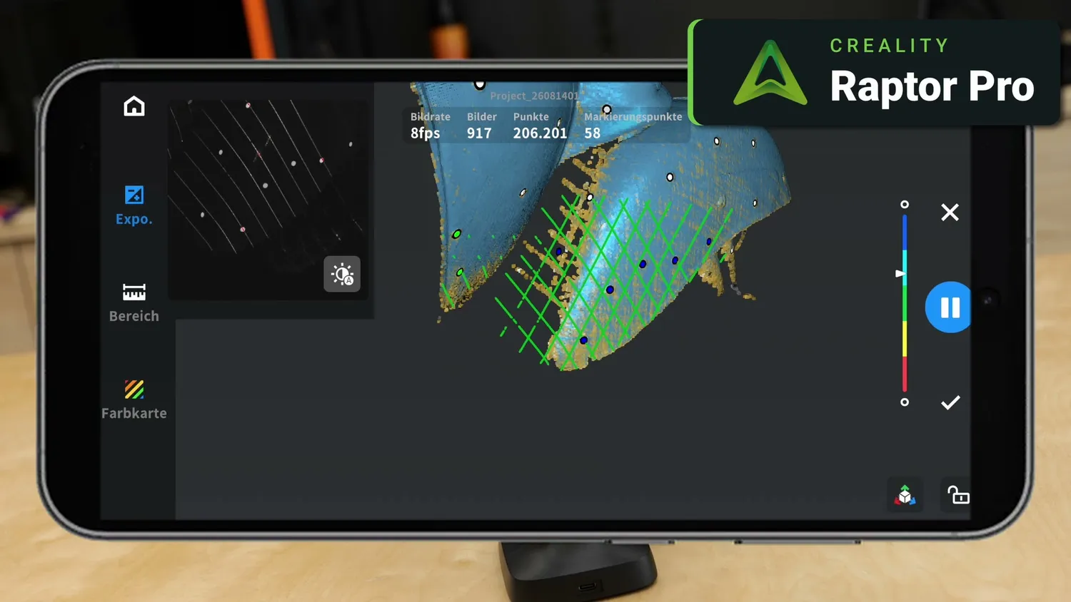 The phone screen during a scan