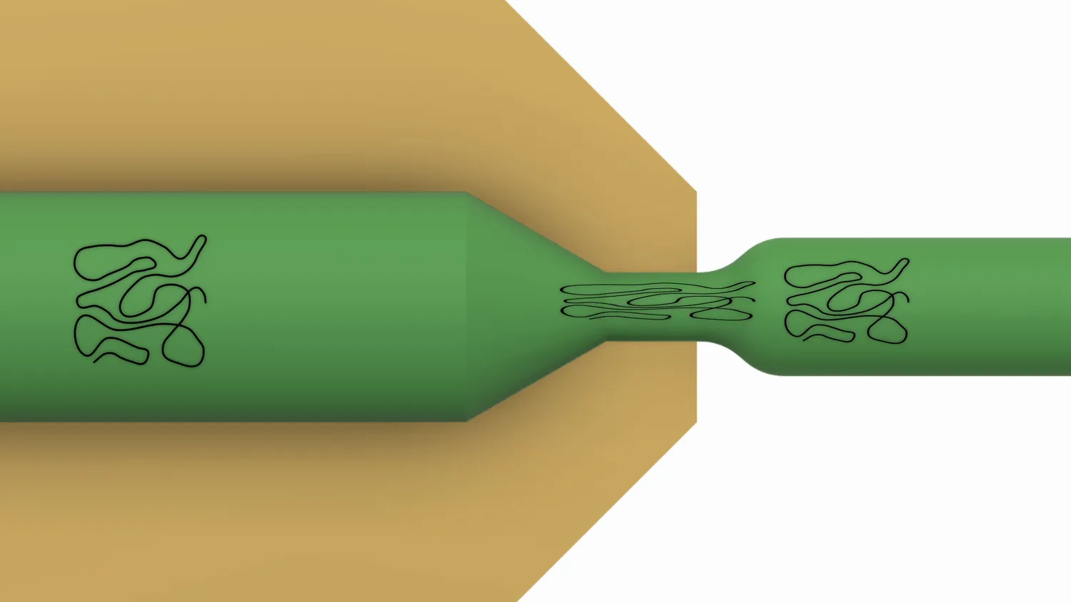  Compressed and relaxed polymer chains cause dies swell 