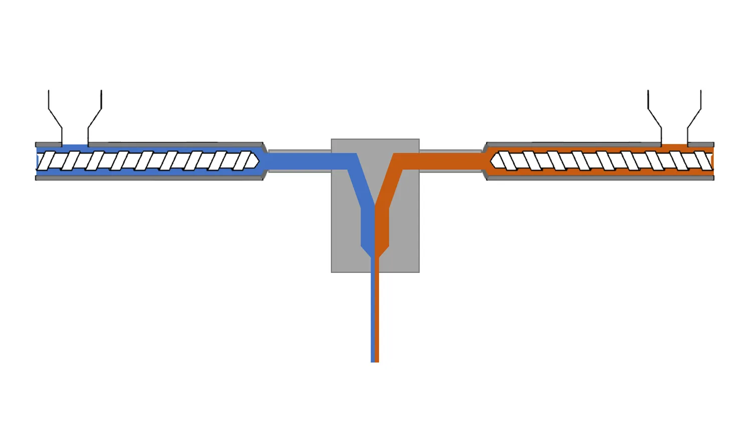 Co-Extrusion with two extruders and one die