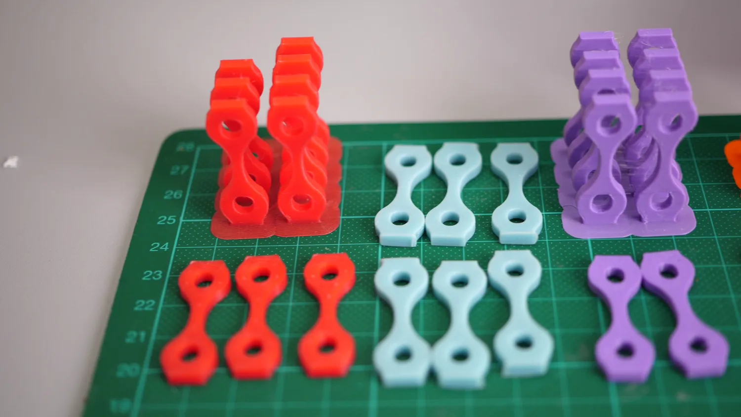 3D printed test samples