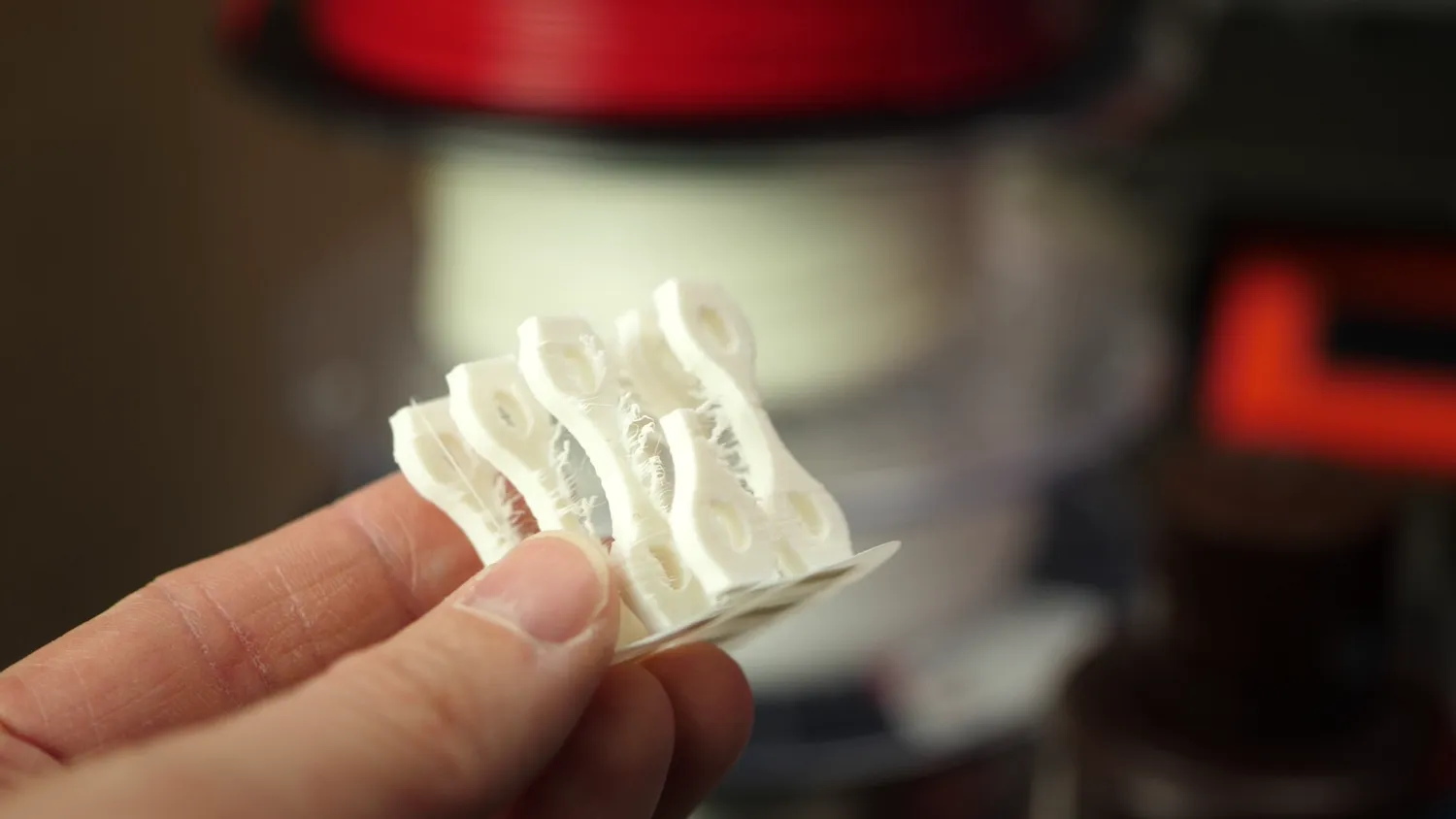Samples printed from wet PA12 (Nylon)