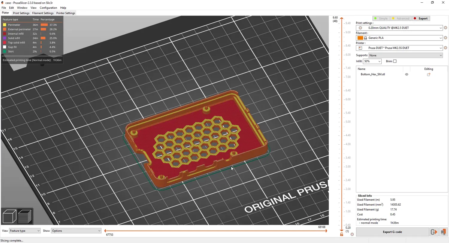  G-code visualization in PrusaSlicer 