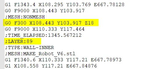 Layer comment and layer height