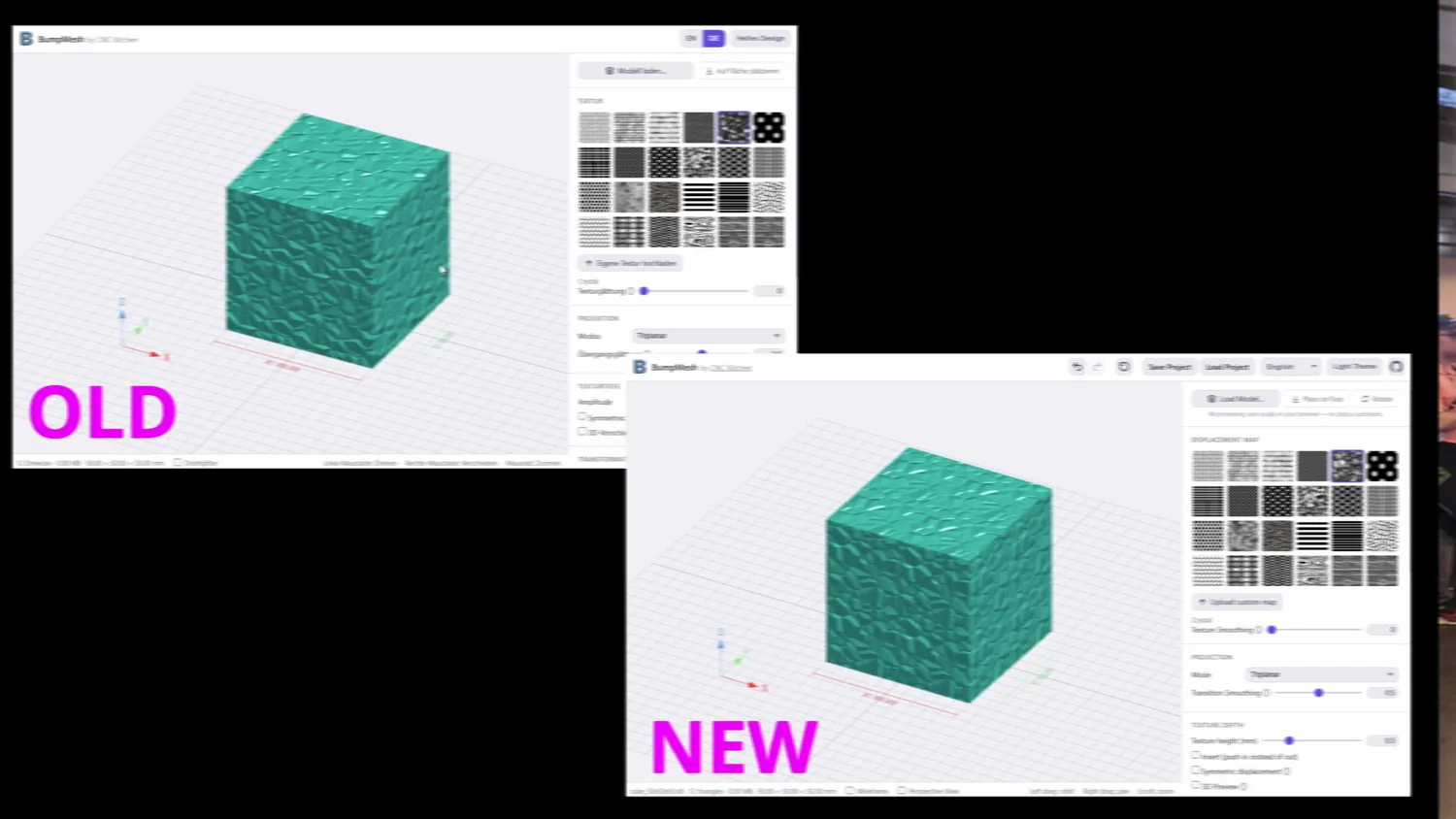 The old and the new BumpMesh interface side by side