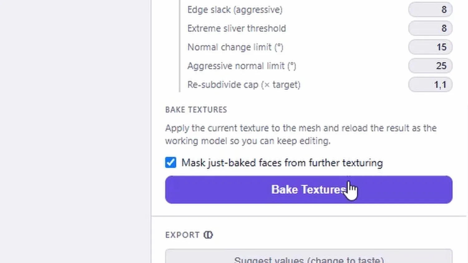 The Bake Textures button in BumpMesh