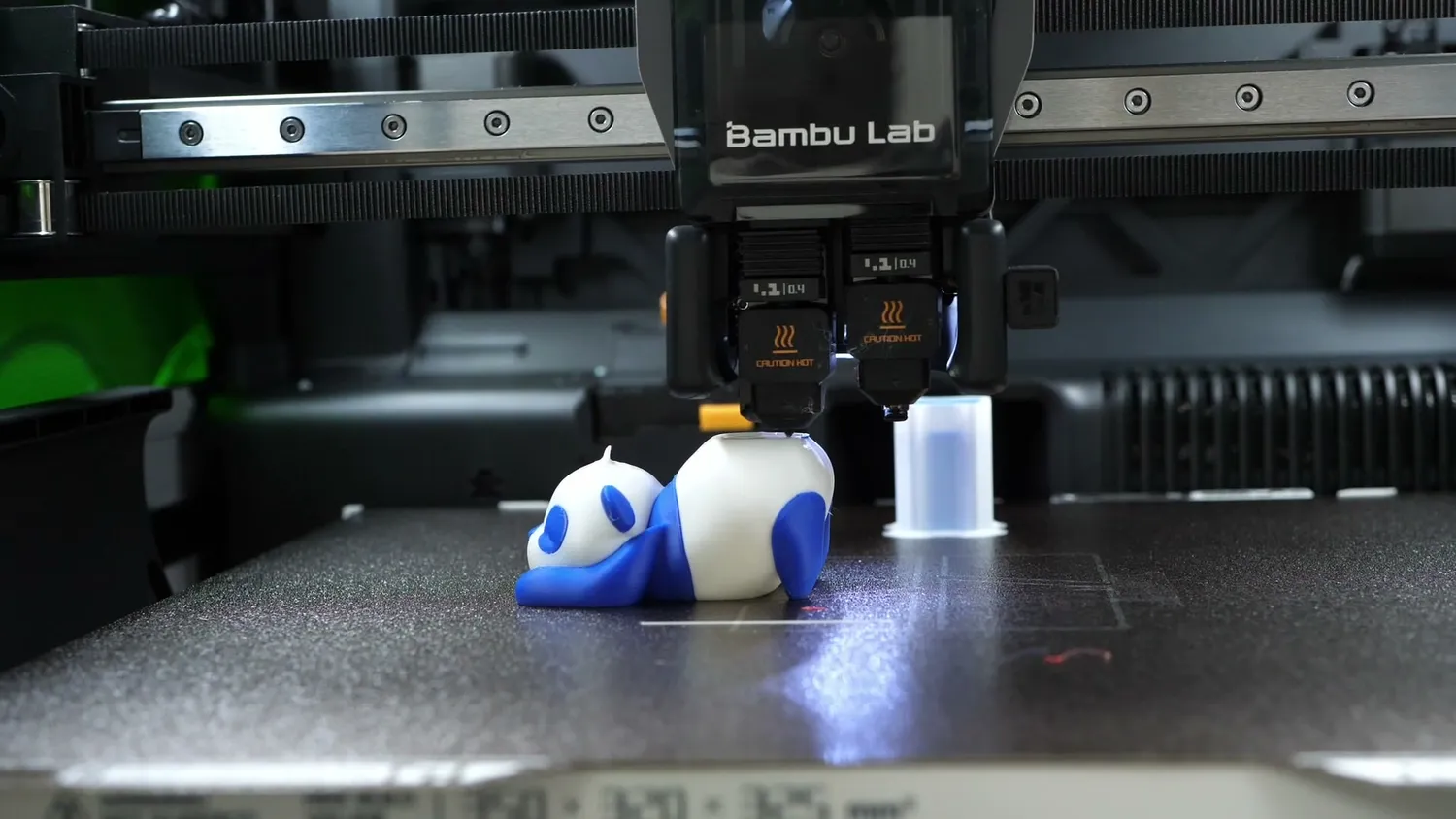 The two color panda model printing on the Bambu Lab H2D