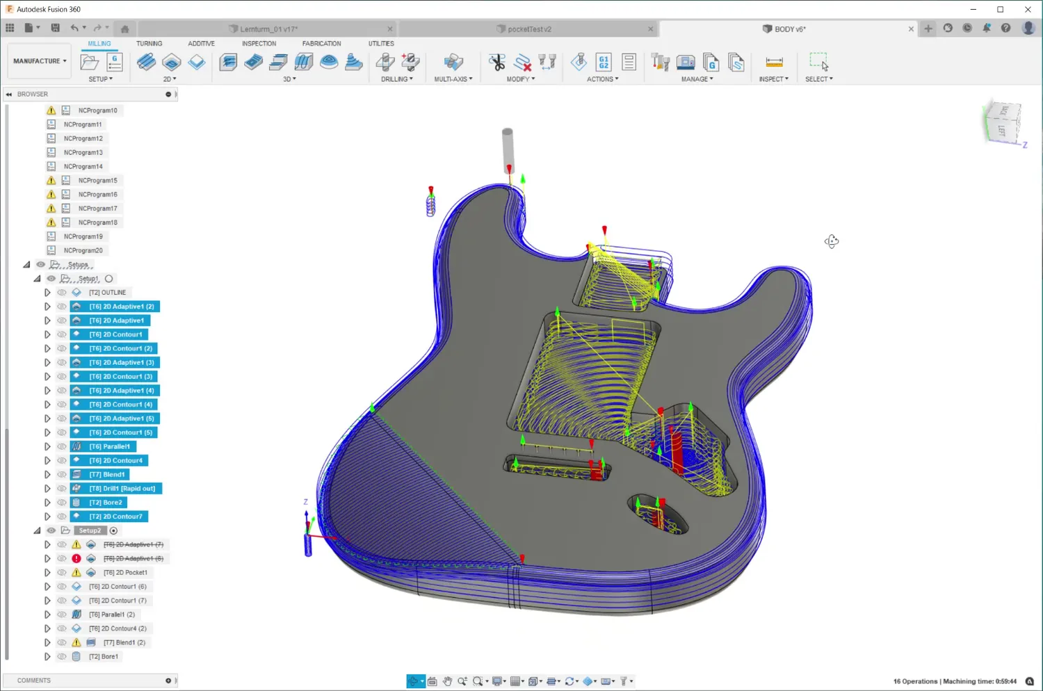 Front machining operations in Fusion 360 CAM