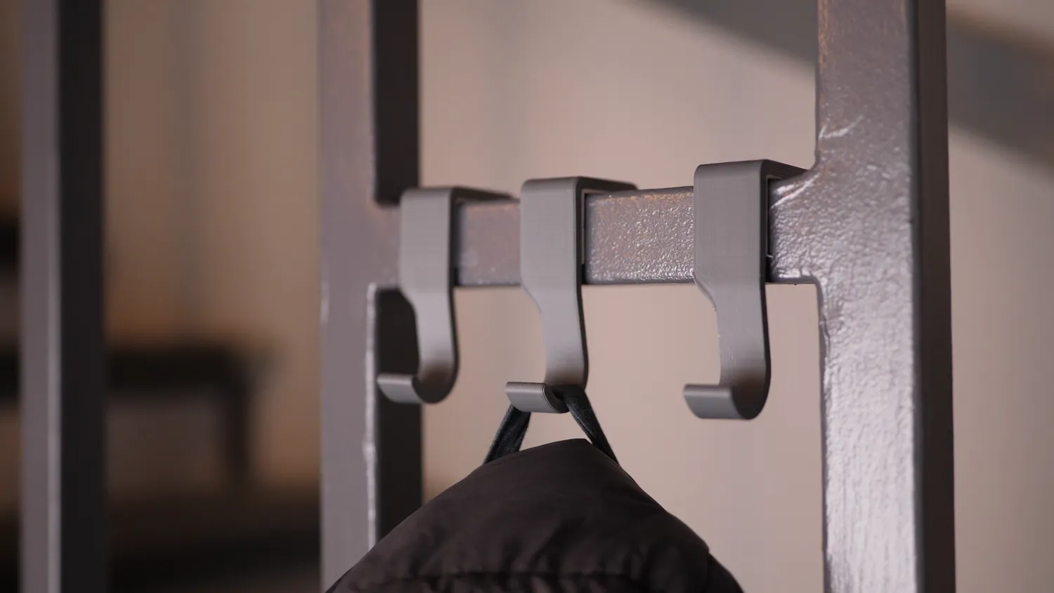  Three Hooks installed on the railing 