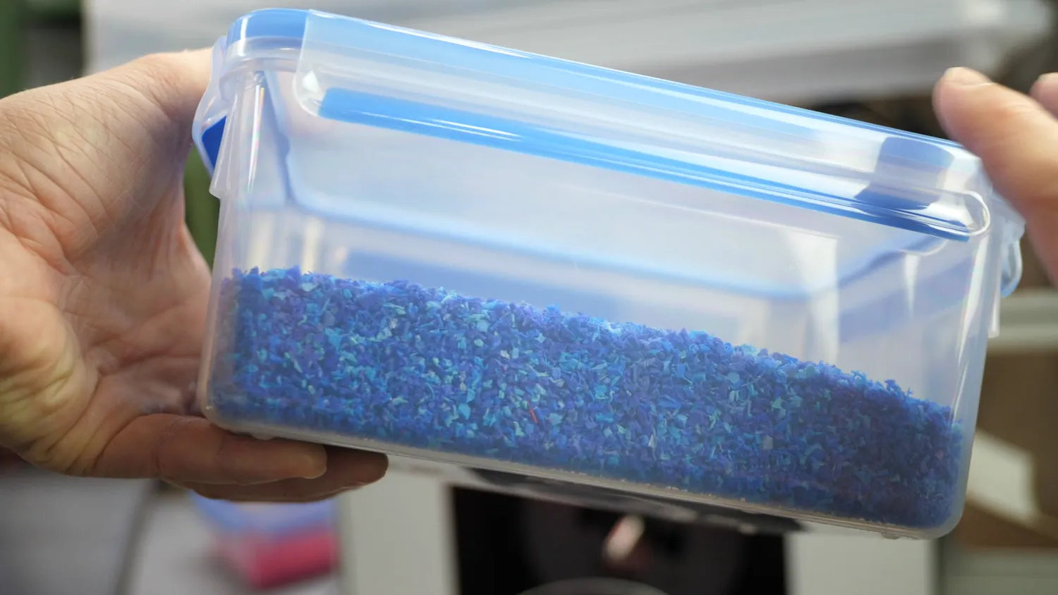 Shredded material in air-tight box