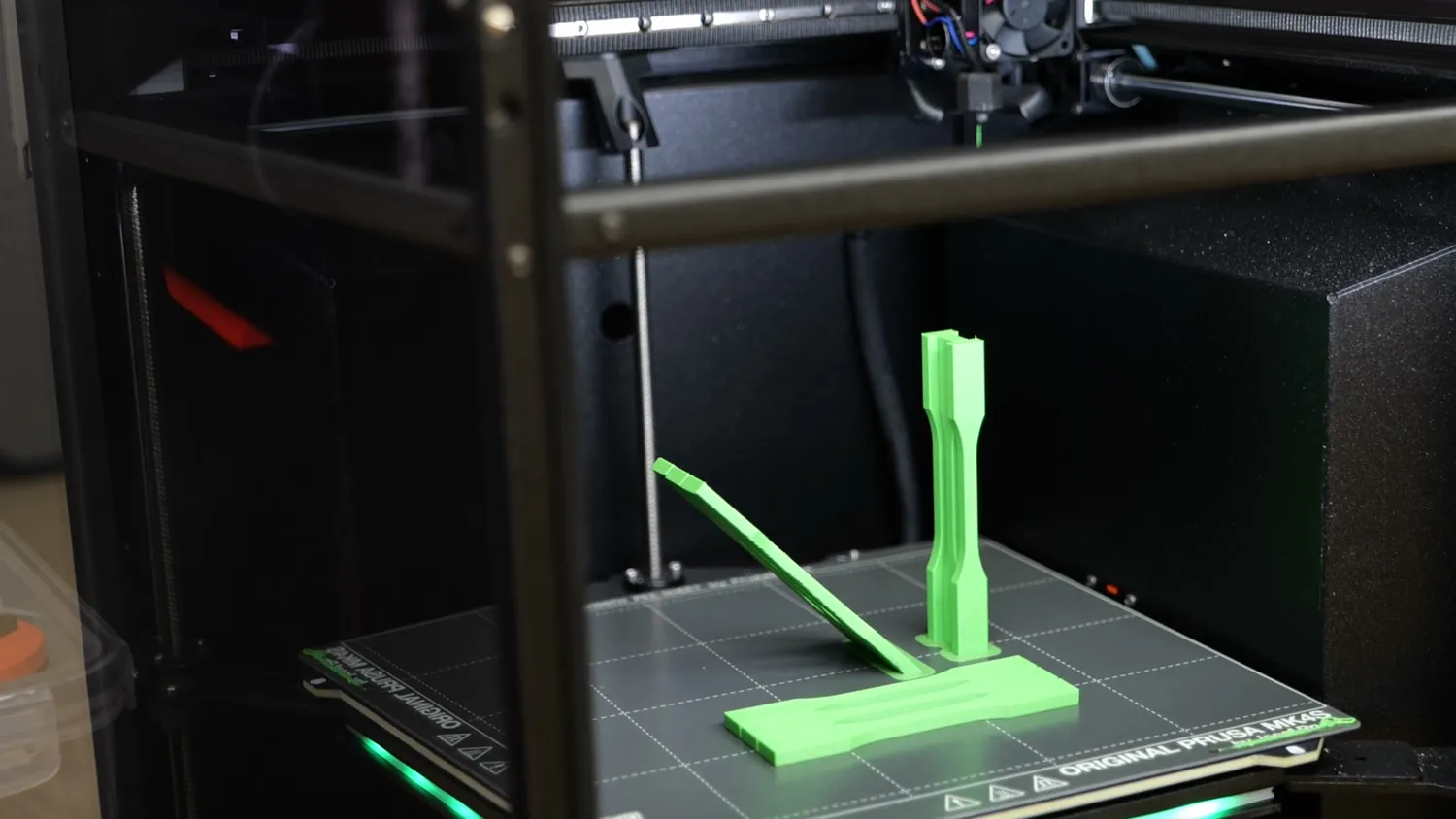 Tensile samples printed flat and upright on the Prusa CORE One
