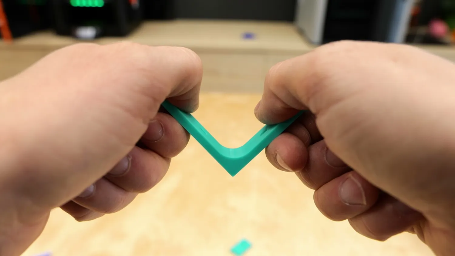 Bending a 3D printed L-bracket by hand