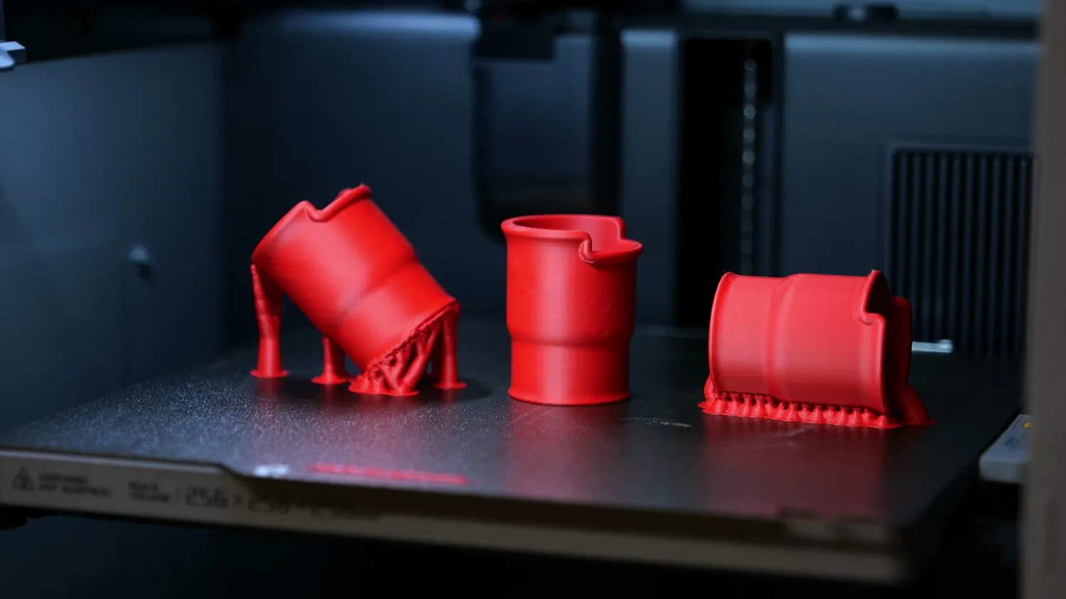 Vacuum hose adapters printed flat, at 45 degrees and on its end
