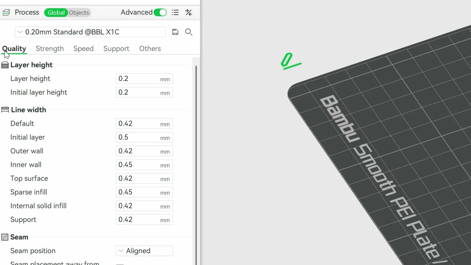 Print profile settings in BambuStudio