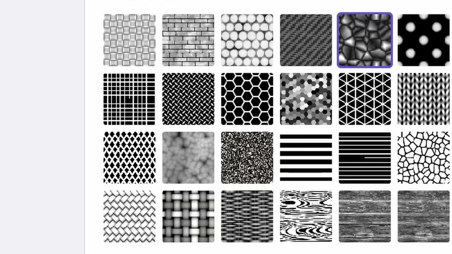 Library of greyscale displacement maps included in BumpMesh