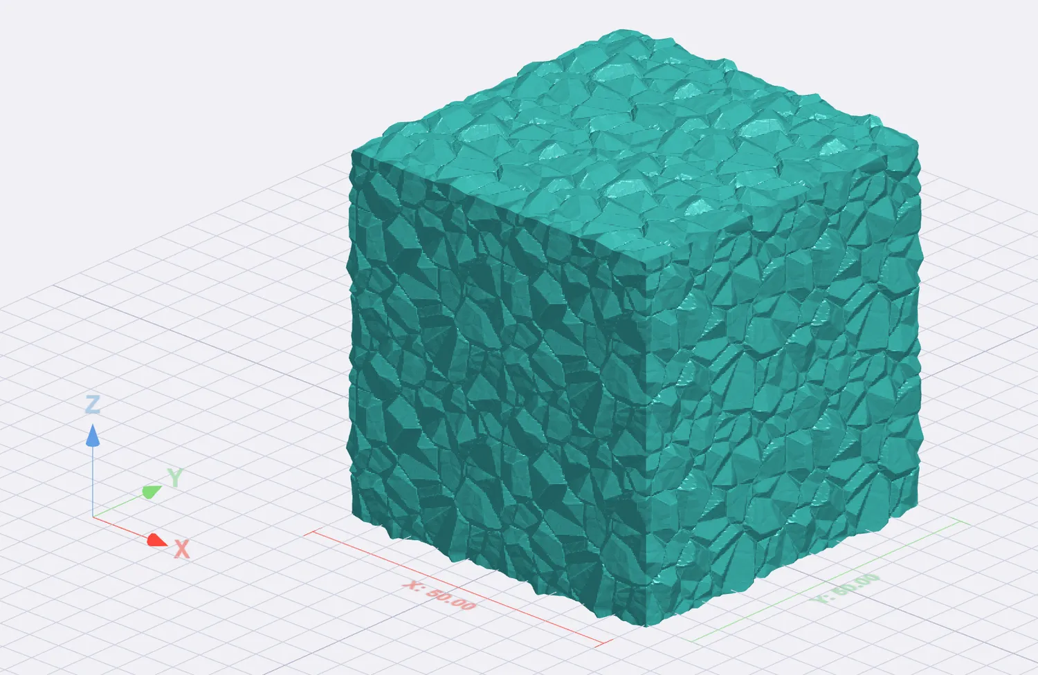 Crystal texture displaced on a cube in the 3D preview