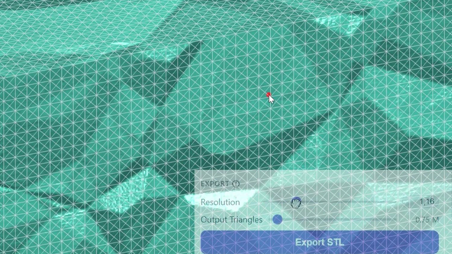 Wireframe view of a mesh subdivided into a dense triangle grid