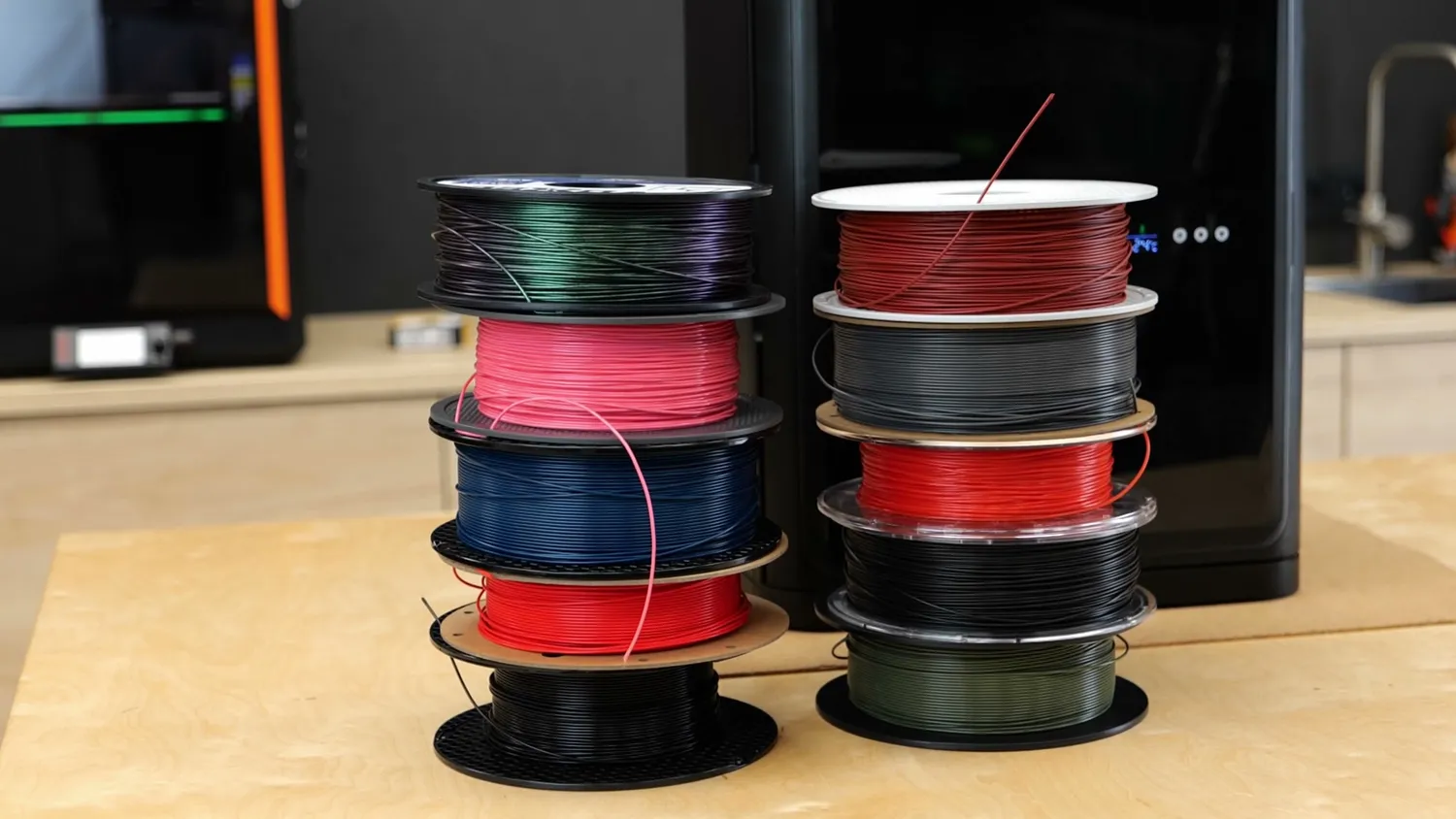 The ten test spools stacked next to the i10
