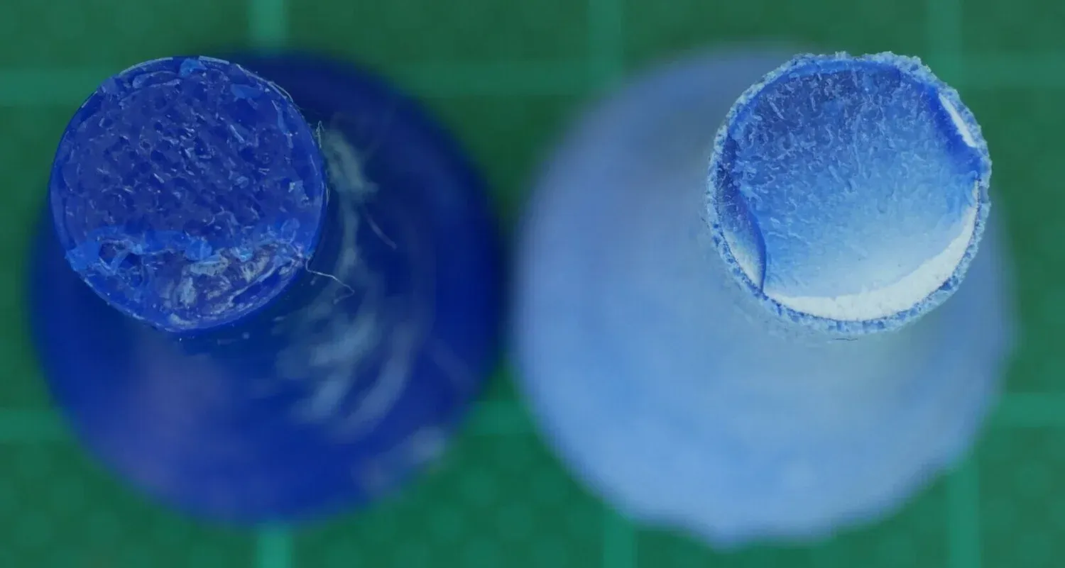  PLA fracture surface - before (left) and after (right) salt remelting 