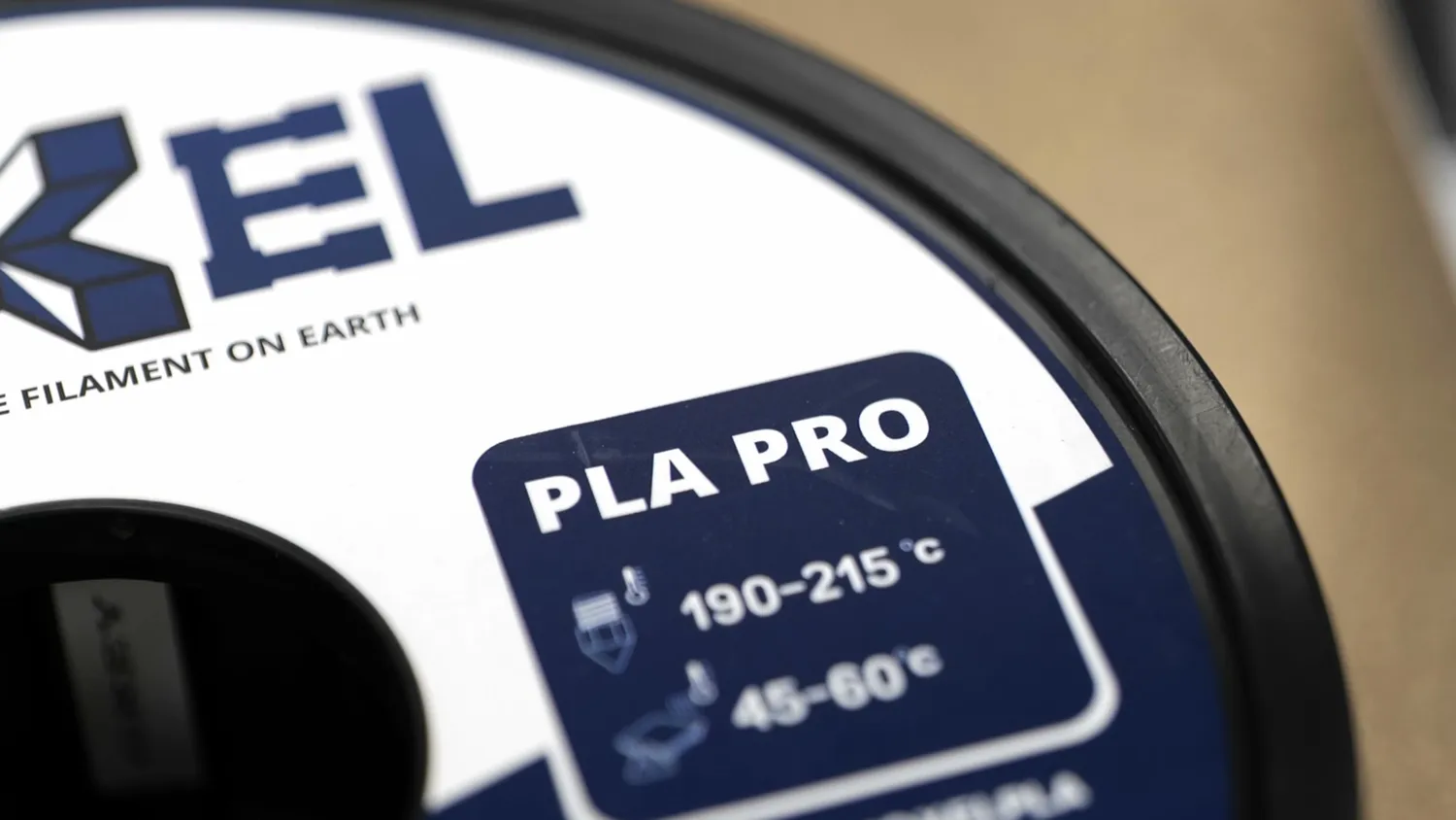 Close-up of a PLA Pro filament spool label
