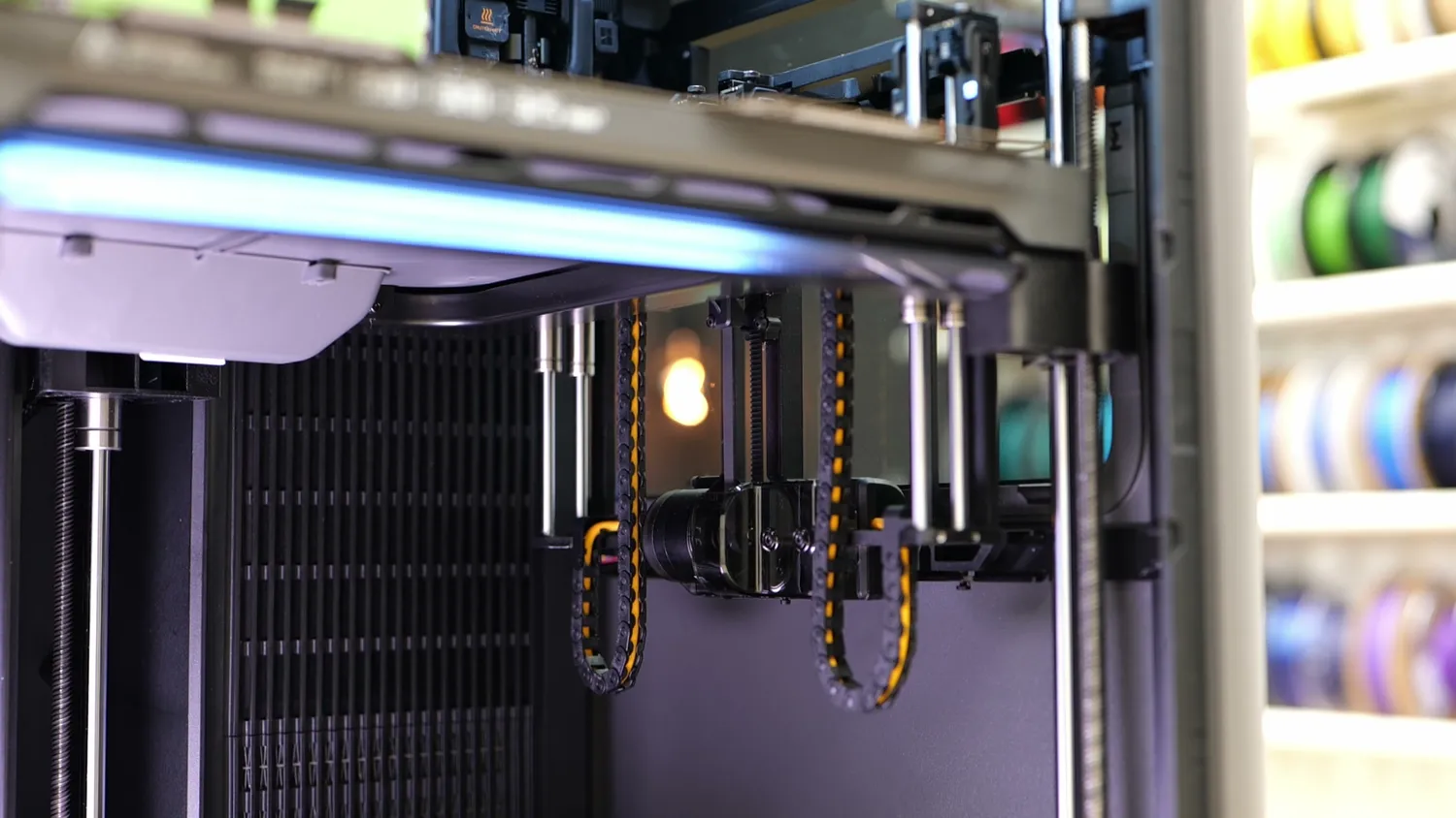 Close-up of the nozzle rack inside the H2C