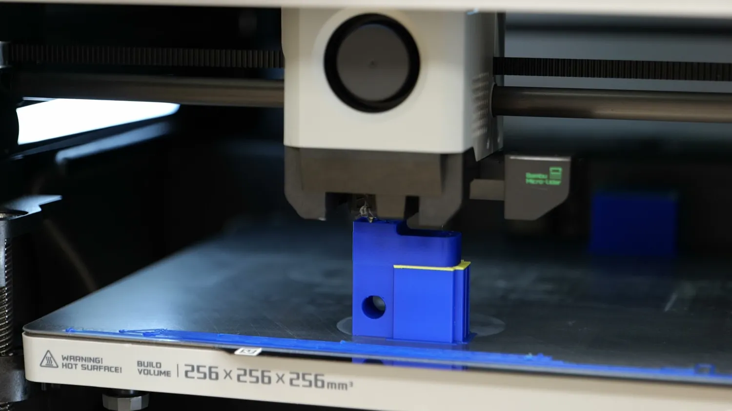 Test specimens printed after a material change