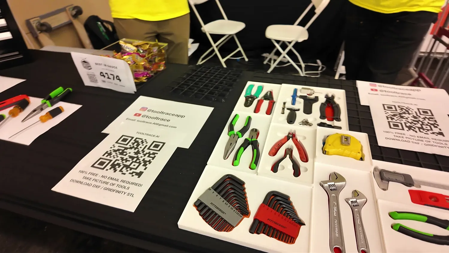 Foam shadowboards on the TooltraceAI booth table at OpenSauce