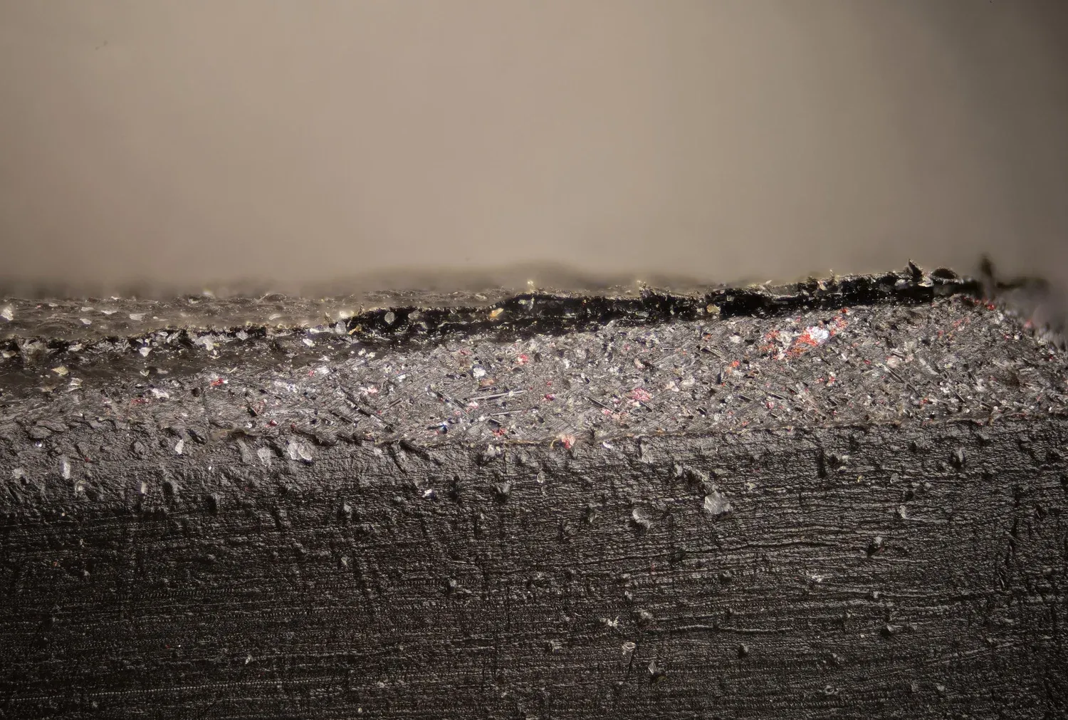  10x microscope shot showing the fiber-reinforcement 