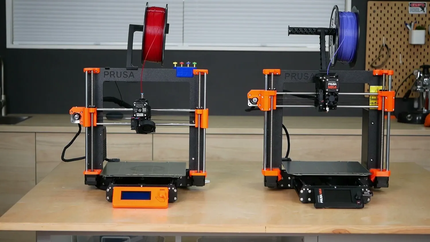 Prusa MK3 next to the new Prusa MK4